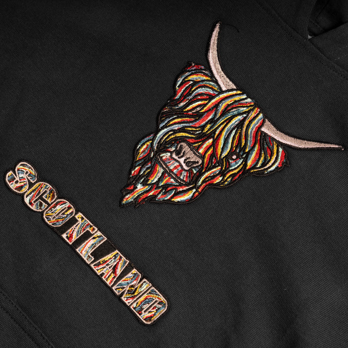 Colourful Highland Cow Embroidered Hood