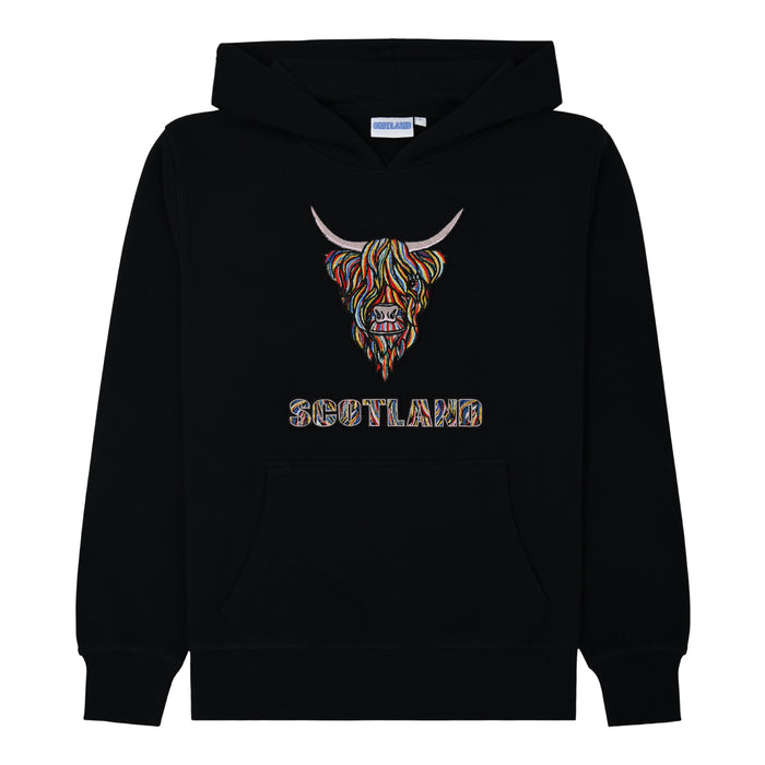 Colourful Highland Cow Embroidered Hood