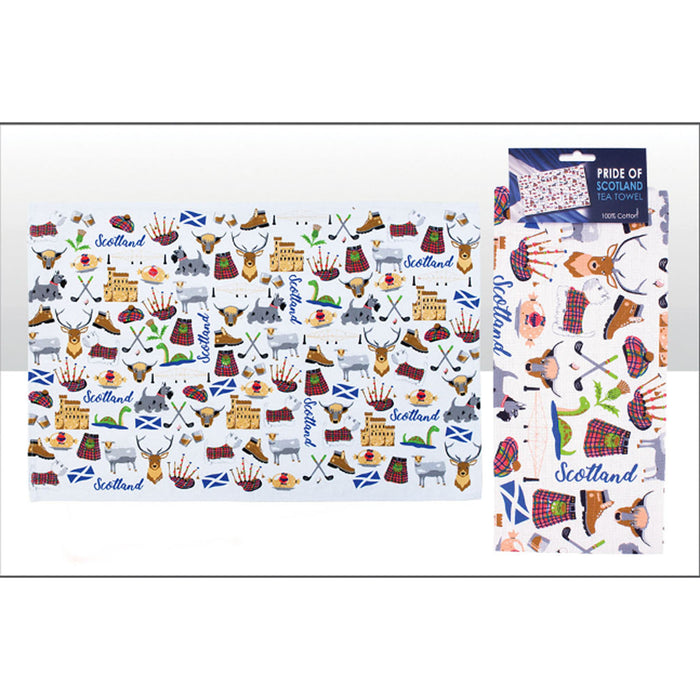 Scotland Icons Tea Towel