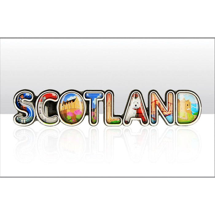 Scotland Montage Lettering Wood Magnet