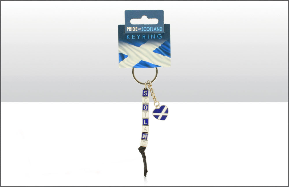 Scotland Dice Heart Charm Metal Keyring