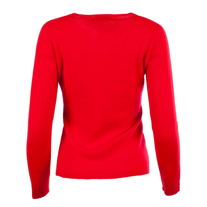 Women's 100% Cashmere V-Neck Jumper Dunedin Cashmere Cardinal