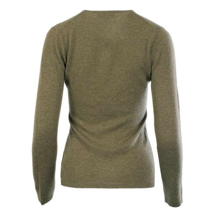 Women's 100% Cashmere V-Neck Jumper Dunedin Cashmere Olive