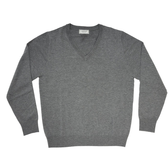 Men's Merino Wool V Neck Jumper Pewter