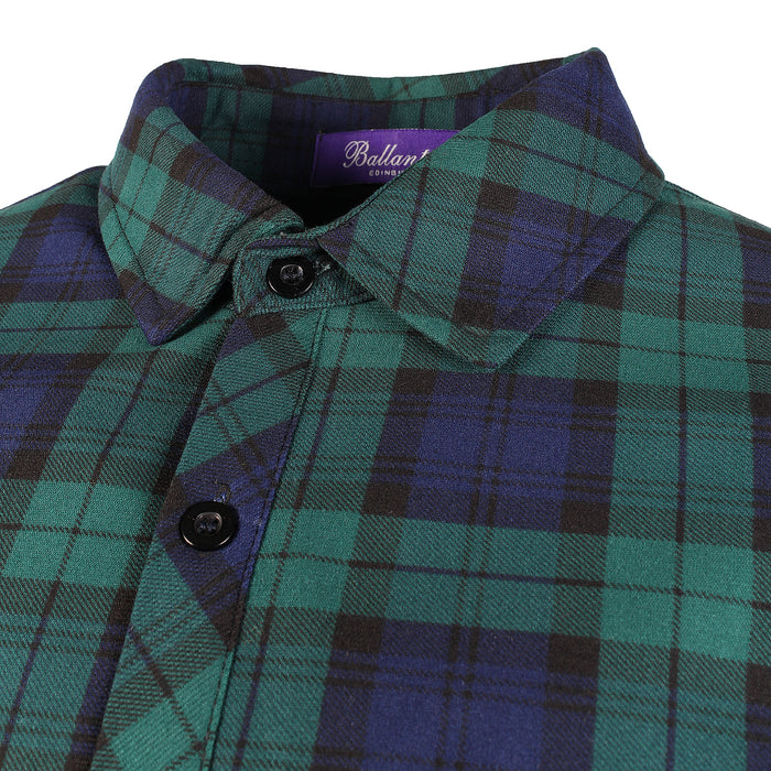 Men's Plaid Velour Lined Check Shirt Navy Check