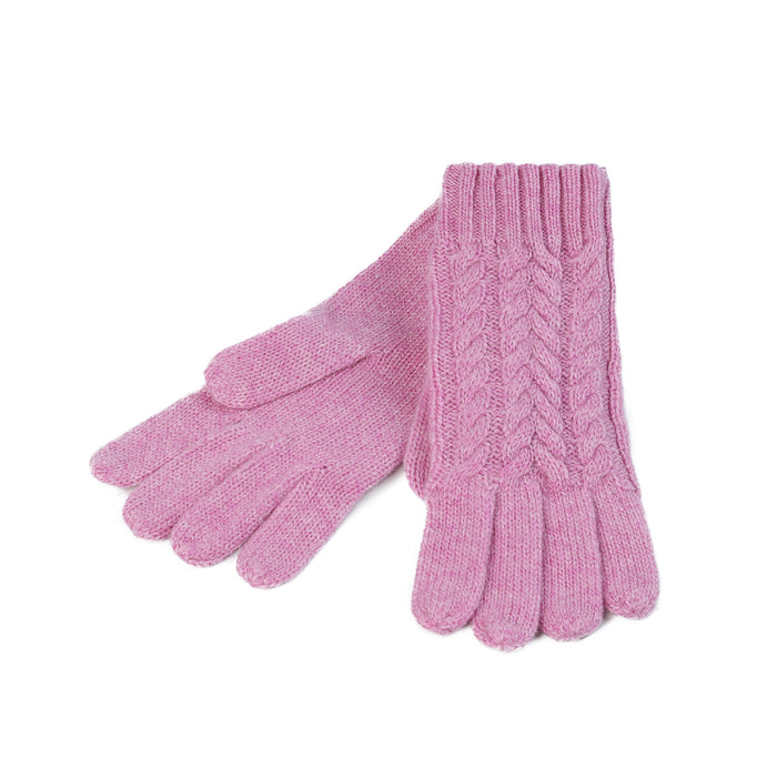 100% Cashmere Ladies Cable Glove Marl Lilac