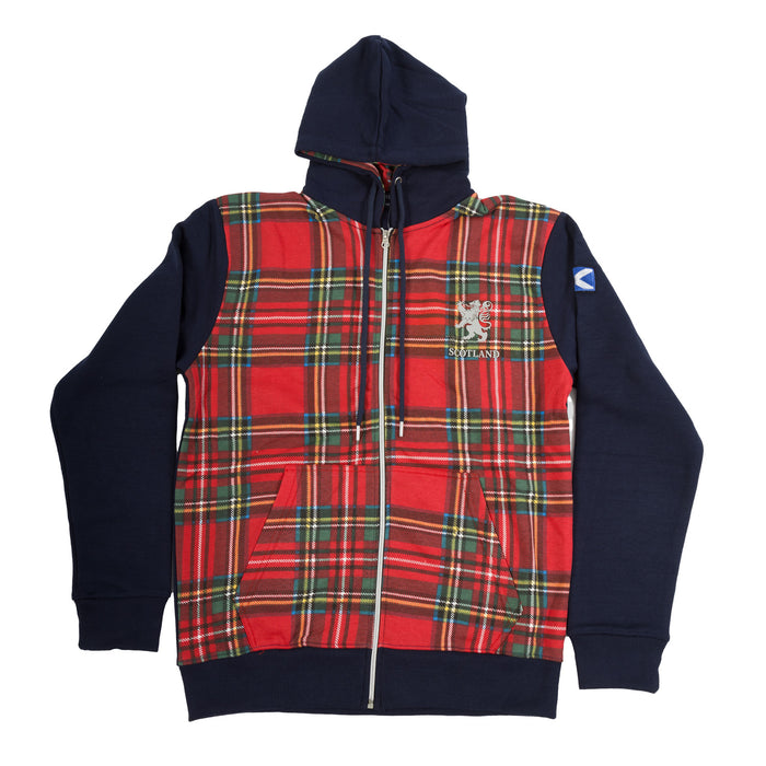 Men's Maree Tartan Zipper Hoodie Stewart Royal