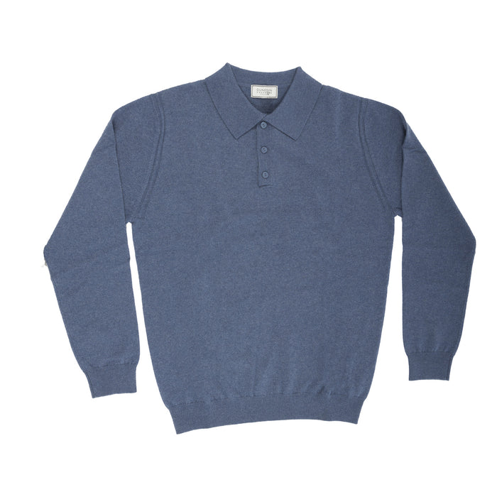 100% Cashmere Gents Polo Denim