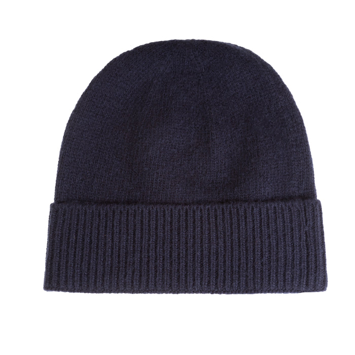 Ladies Plain Lambswool Mix Beanie Navy