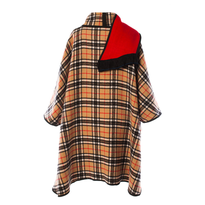 Ladies Wool Blend Reversible Cape Red