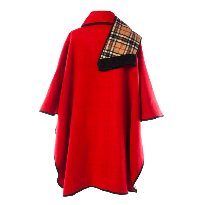 Ladies Wool Blend Reversible Cape Red