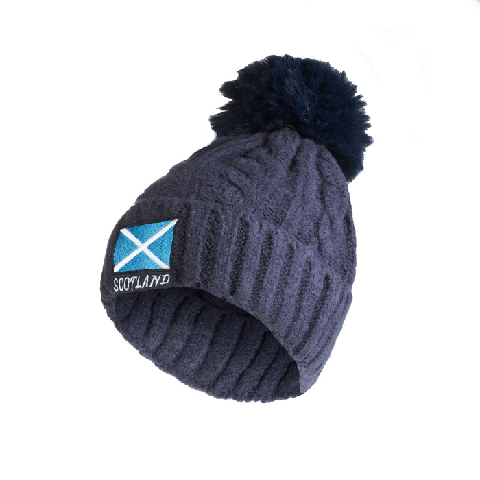 Cable Knit Bobble Hat Flag Logo