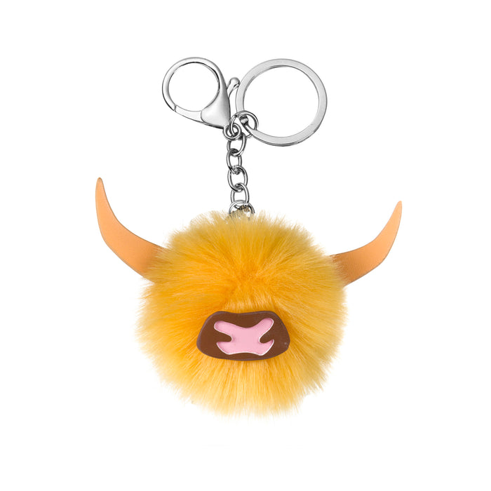 Highland Cow Pom Pom Keyring