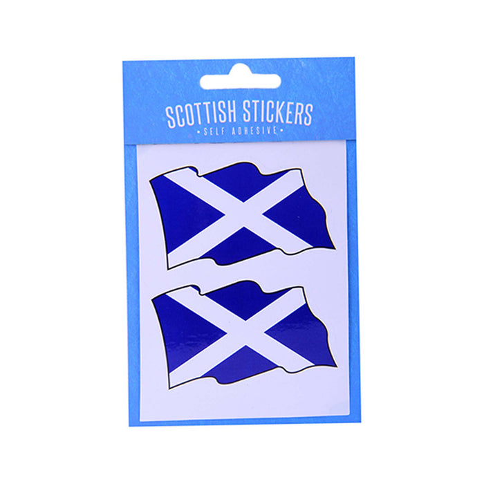 Saltire Wavy Flag Mini Sticker X 2