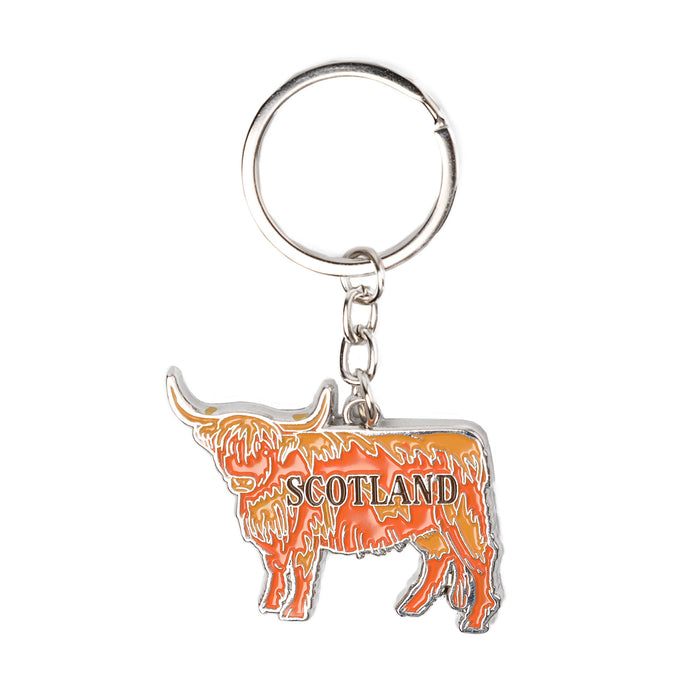 Metal Keyring - Scottish Cow / Scotland