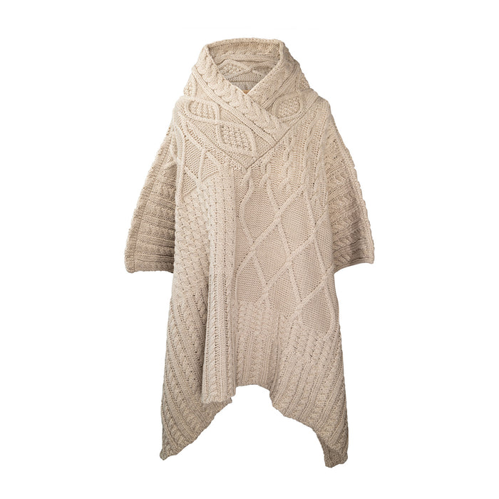 Aran Traditions Cable Classic Shawl Neck  Oatmeal