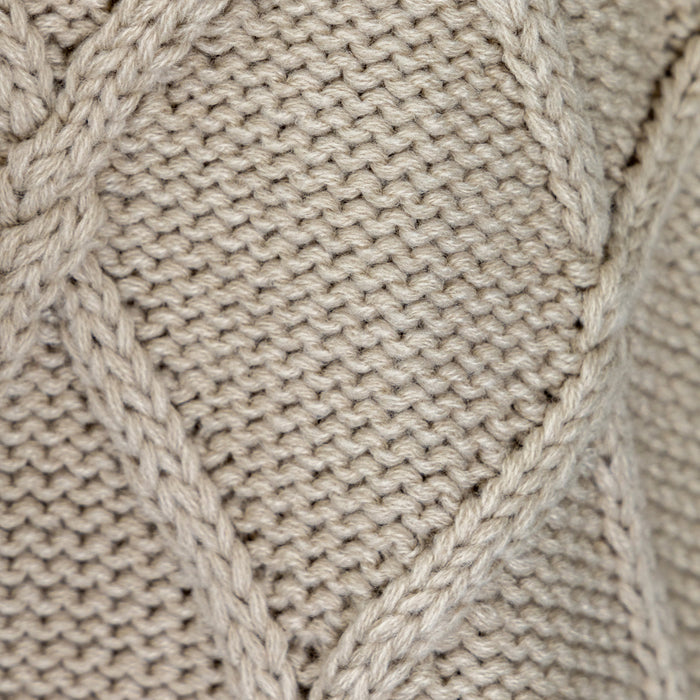 Aran Traditions Cable Classic Shawl Neck  Oatmeal