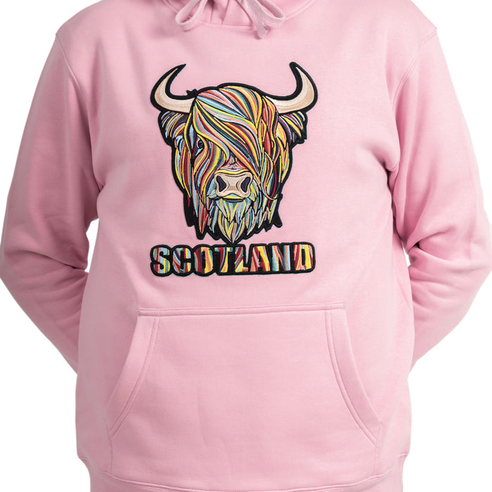 Adults Pastel Highland Cow Hooded Top Cherry Blossom