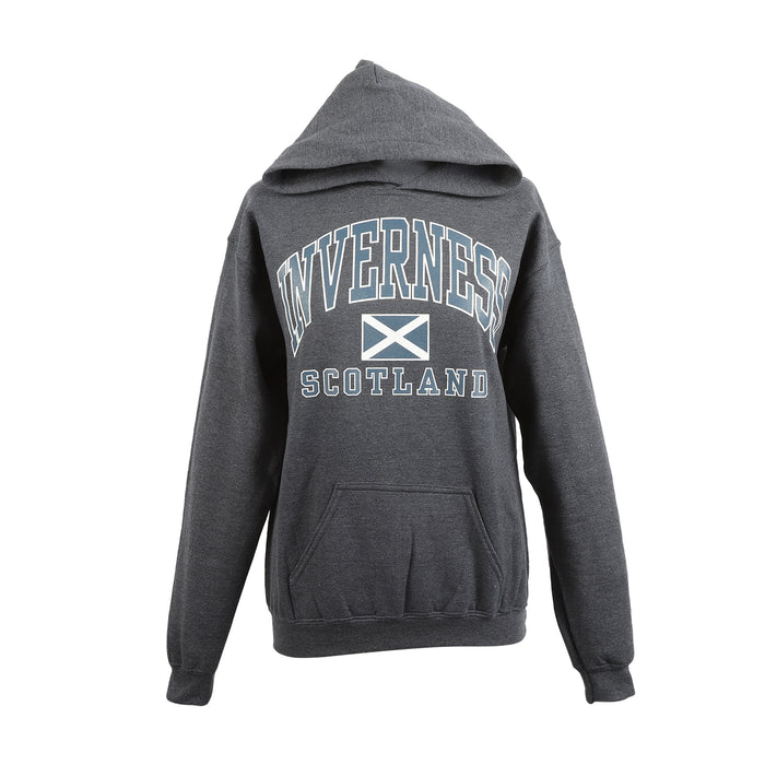 (D) Inverness Harvard Print Hooded Top Charcoal