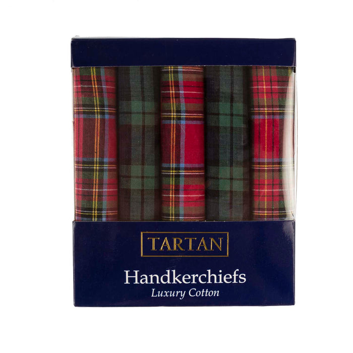Adults Tartan 5 Pc Handkerchief Box Set