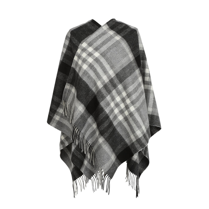 Chequer Tartan 90/10 Cashmere Mini Cape  Black