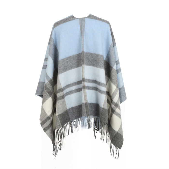 Chequer Tartan 90/10 Cashmere Mini Cape  Exploded Blue