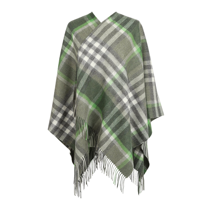 Chequer Tartan 90/10 Cashmere Mini Cape  Olive