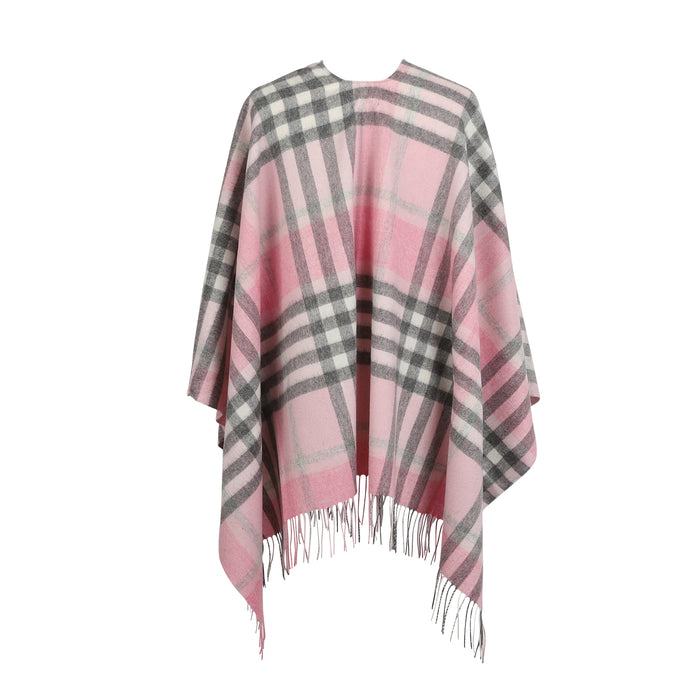 Chequer Tartan 90/10 Cashmere Mini Cape  Pink