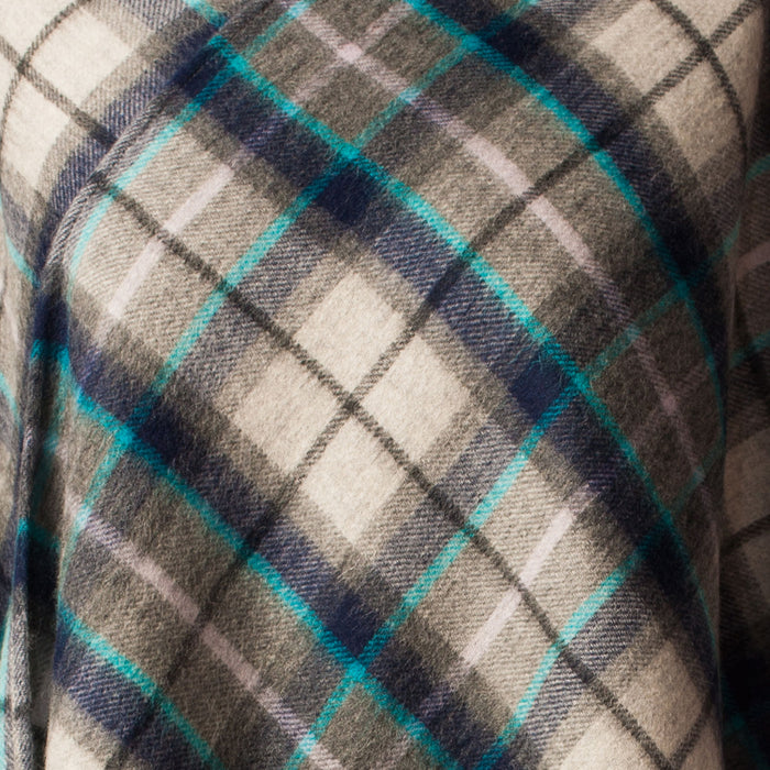 Edinburgh Lambswool Long Tartan Cape  Tweed Tartan Dover/Grey Check