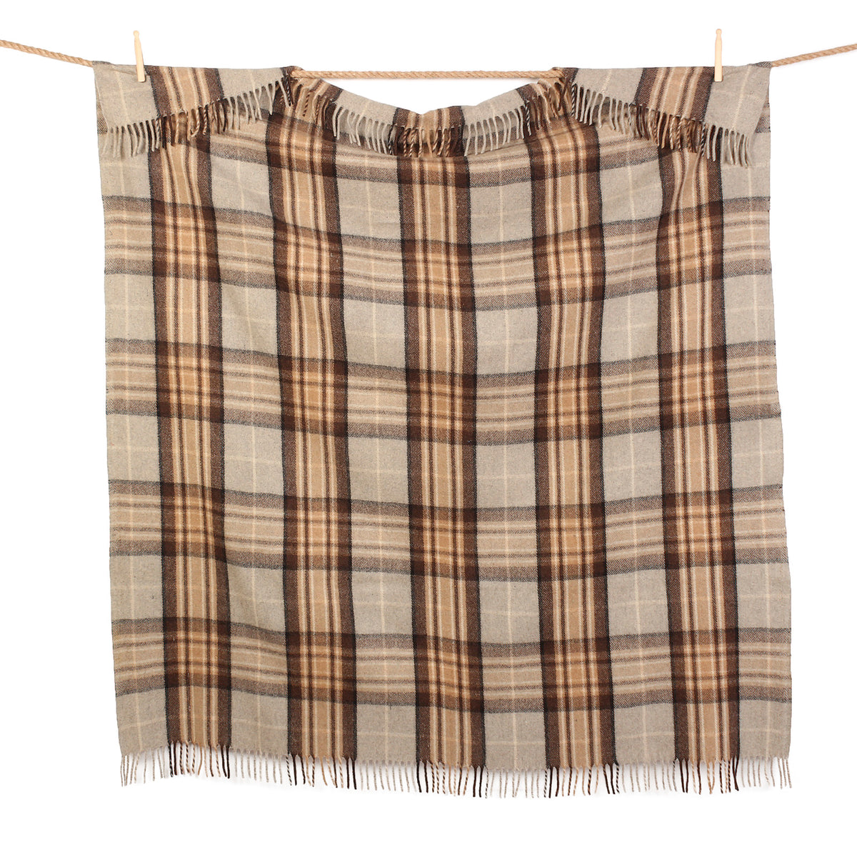 Recycled Wool Tartan Blanket Throw Mackellar Natural Gold Brothers — Gold Brothers Wholesale