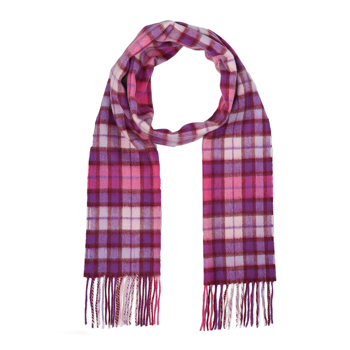 Edinburgh Cashmere Scarf  Winter Check - Purple/Pink