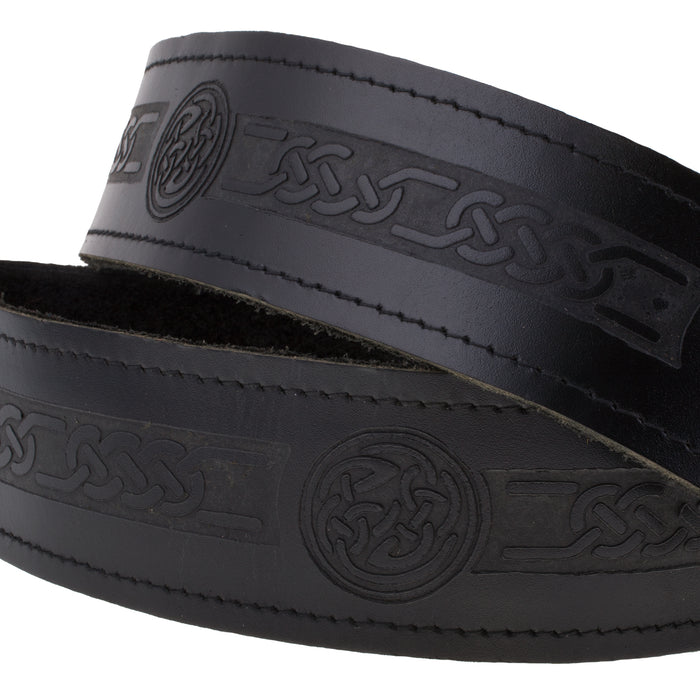 Gent's Leather Kilt Belt, Celtic Circle Embossed