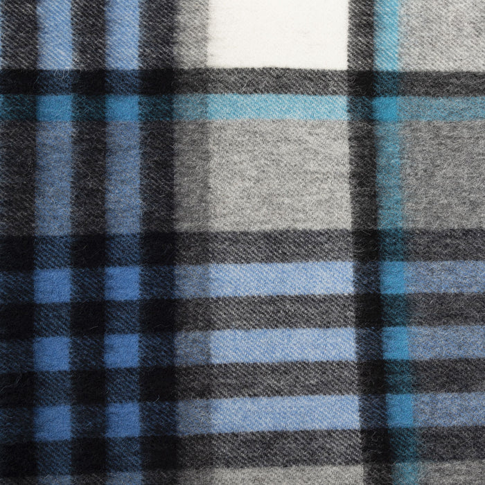 Edinburgh 100% Lambswool Scarf  Chequer Tartan Bright Blue/Grey