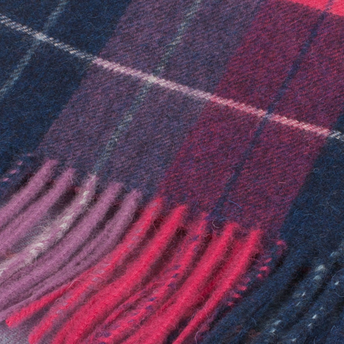 Edinburgh 100% Lambswool Scarf  Multi Windowpane - Navy/Pink