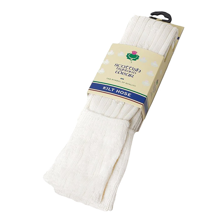 Gents Plain Kilt Socks 10% Wool Plain White