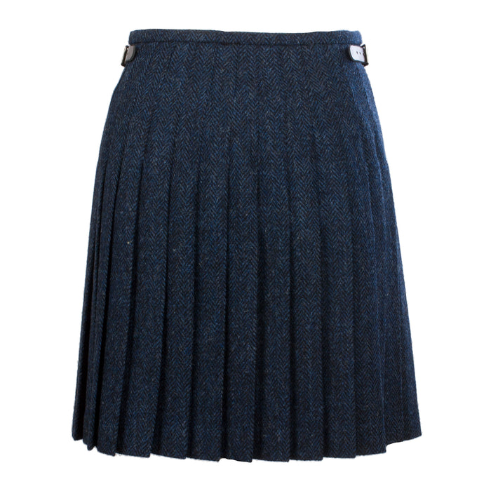 Harris Tweed Ladies Bronwyn Wool Skirt Blue Herringbone