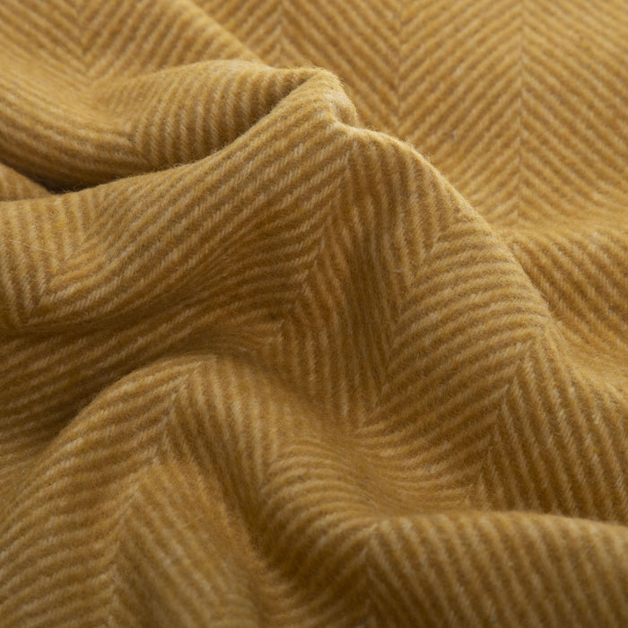 Highland Wool Blend Herringbone Blanket Mustard