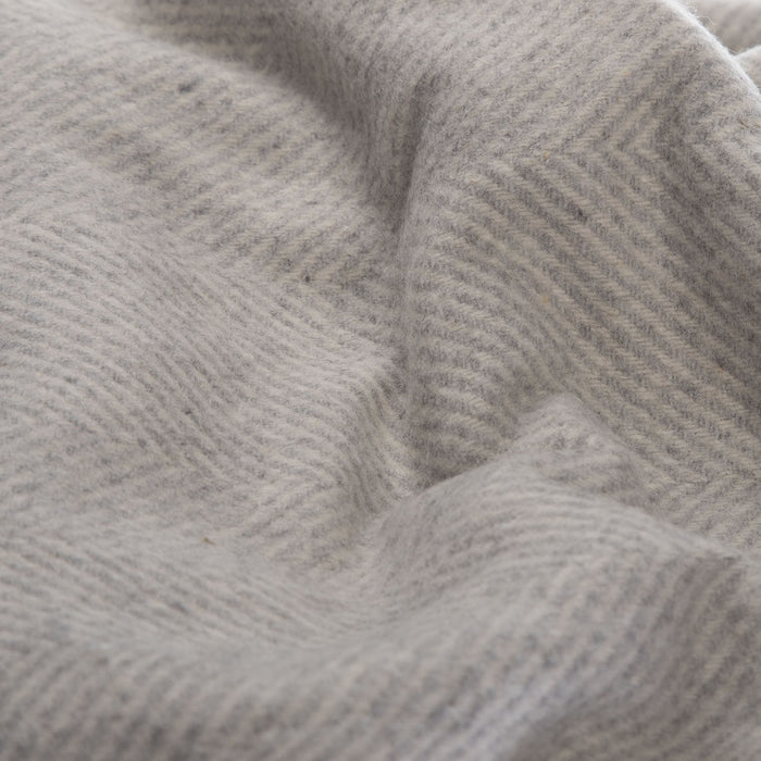 Highland Wool Blend Herringbone Blanket Silver