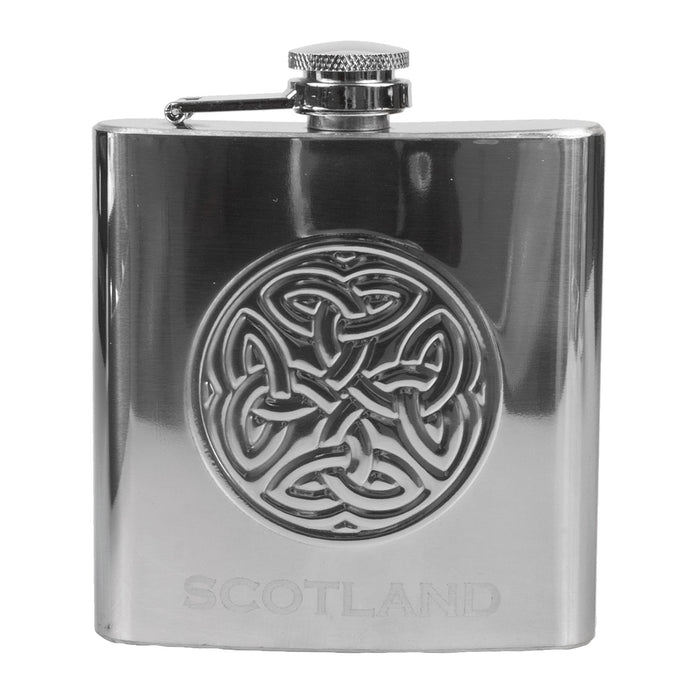 Celtic Embossed 6Oz Flask With Funnel And 2 Shot Glasses