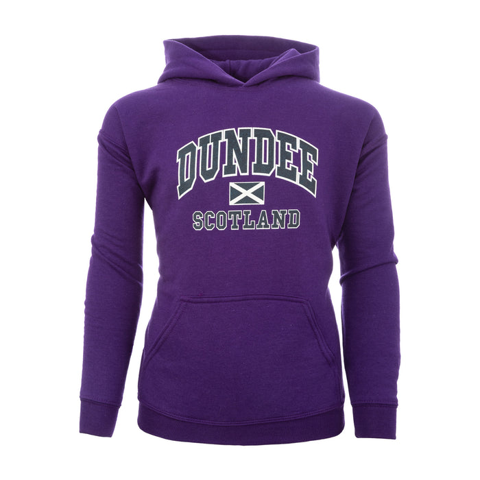 (D) Kids Dundee Harvard Print Hooded Top Purple