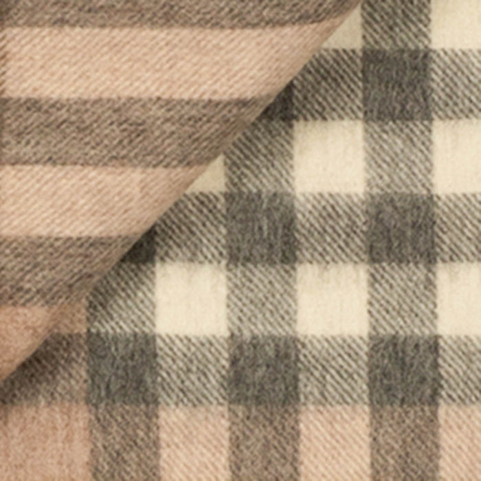 90/10 Tartan Cashmere Blanket Scarf  Grey/Natural