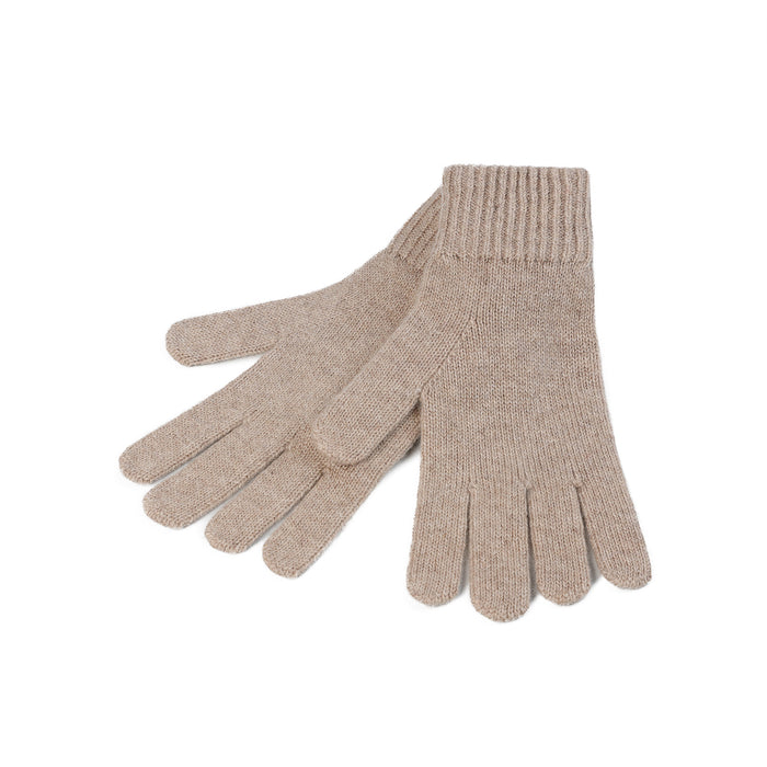 100% Cashmere Plain Ladies Glove Sand Beige