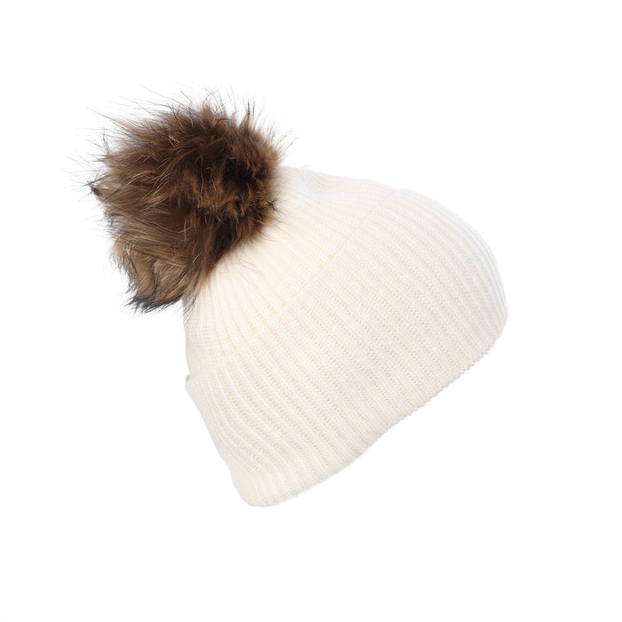Luxury Rib Deep Turn Up Ladies Beanie White