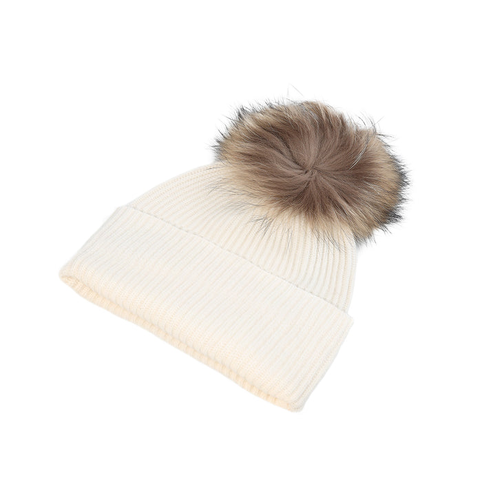 Luxury Rib Deep Turn Up Ladies Beanie White