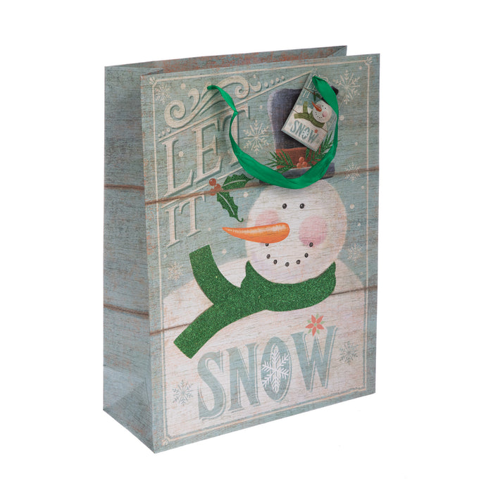 Gift Bag - Green Snowman