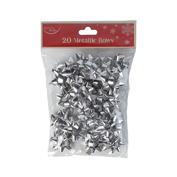 20 Metallic Bows Silver 48'S