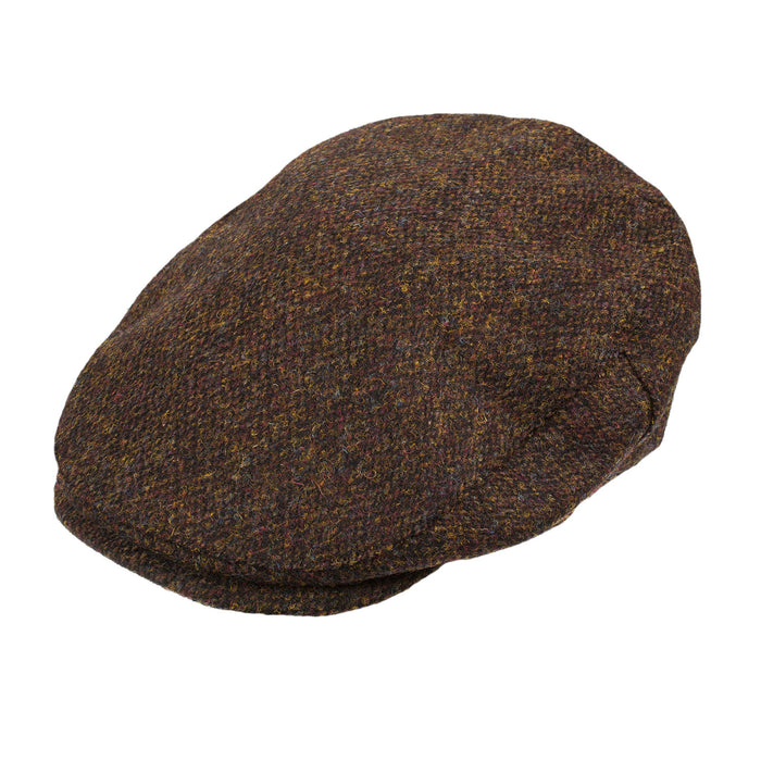 Highland Harris Tweed Flat Cap Brown Barleycorn