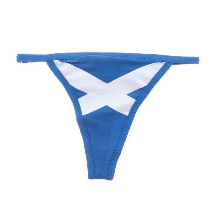 Ladies Scottish Saltire Flag G String Thong Underwear Knickers Royal Blue